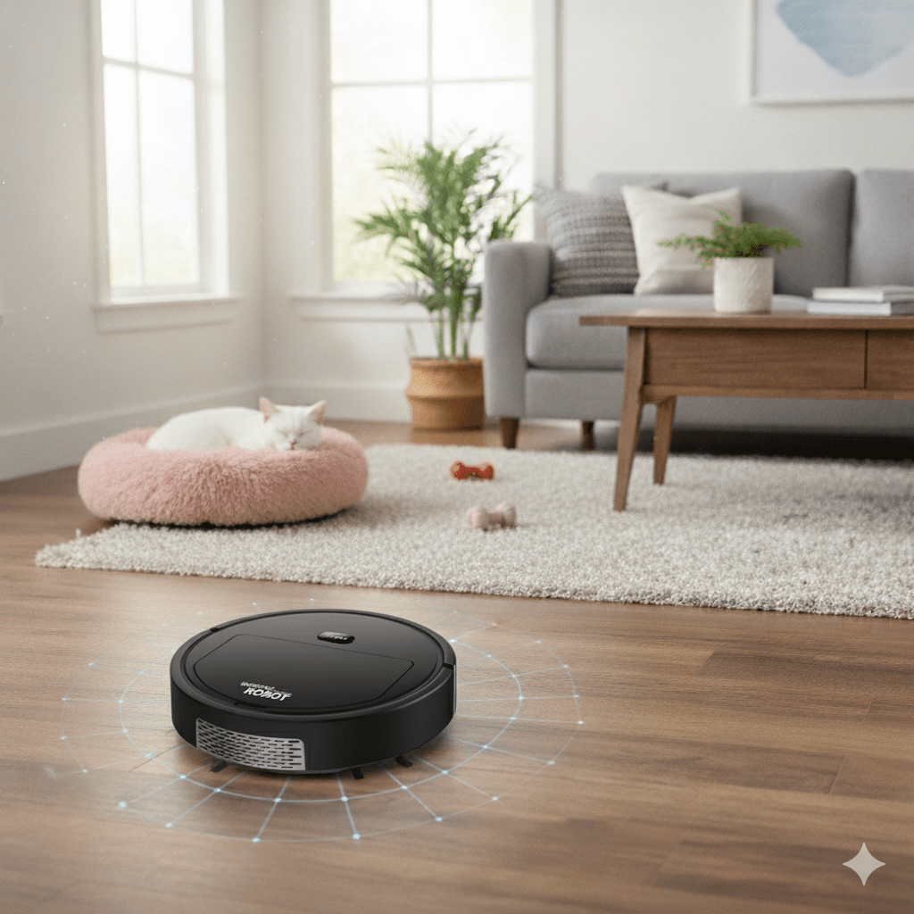Skanto | SILENTDUST – Aspirateur robot intelligent avec nettoyage ultra-silencieux et filtration HEPA