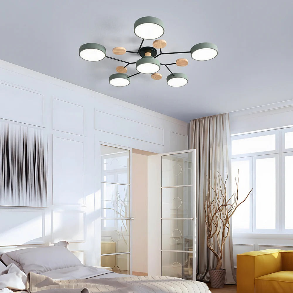 Lustre LED Semi-Flush Halo Moderne pour Espaces Élégants