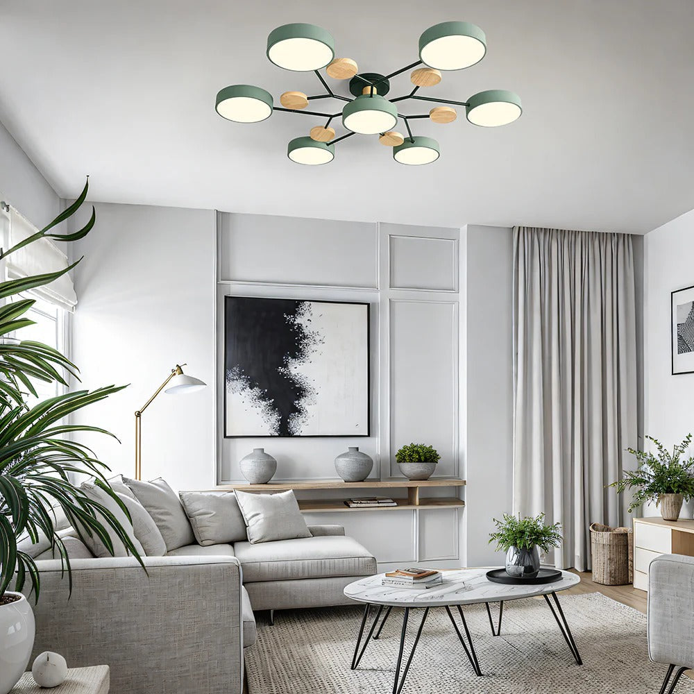 Lustre LED Semi-Flush Halo Moderne pour Espaces Élégants