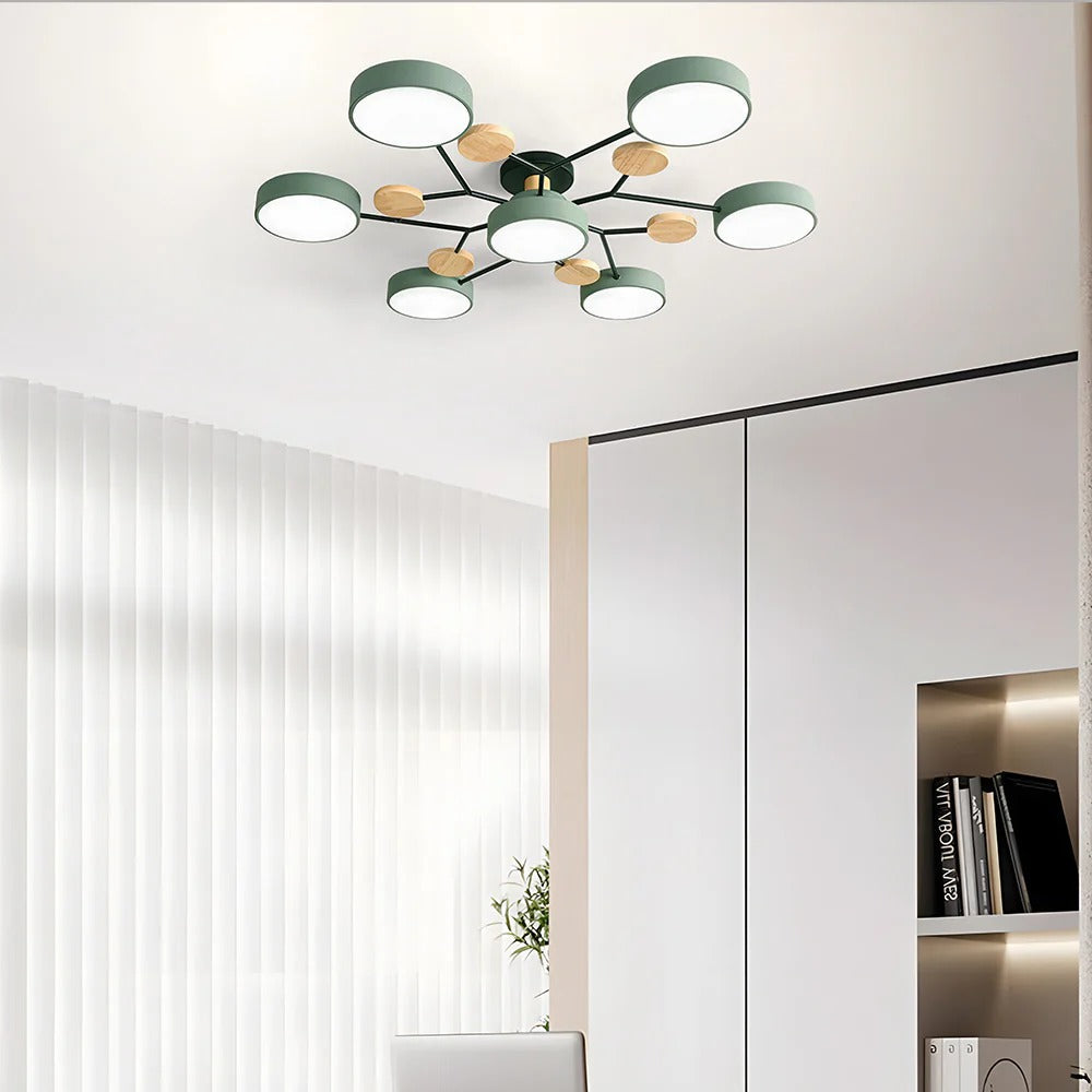 Lustre LED Semi-Flush Halo Moderne pour Espaces Élégants