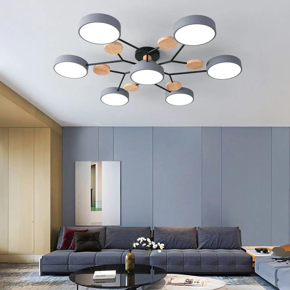 Lustre LED Semi-Flush Halo Moderne pour Espaces Élégants