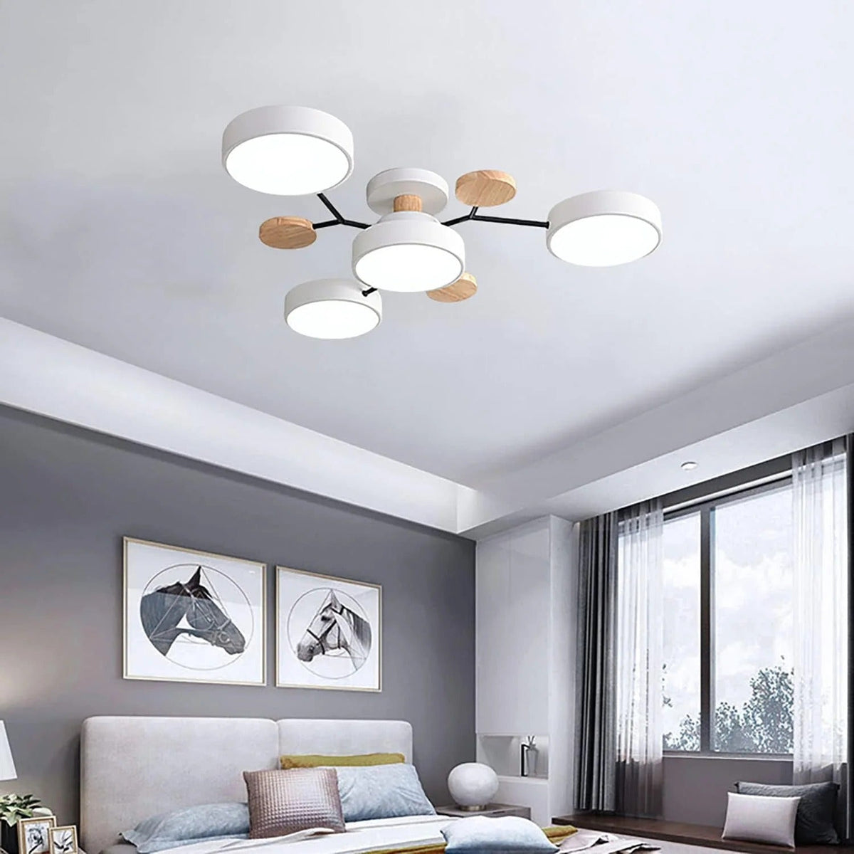 Lustre LED Semi-Flush Halo Moderne pour Espaces Élégants