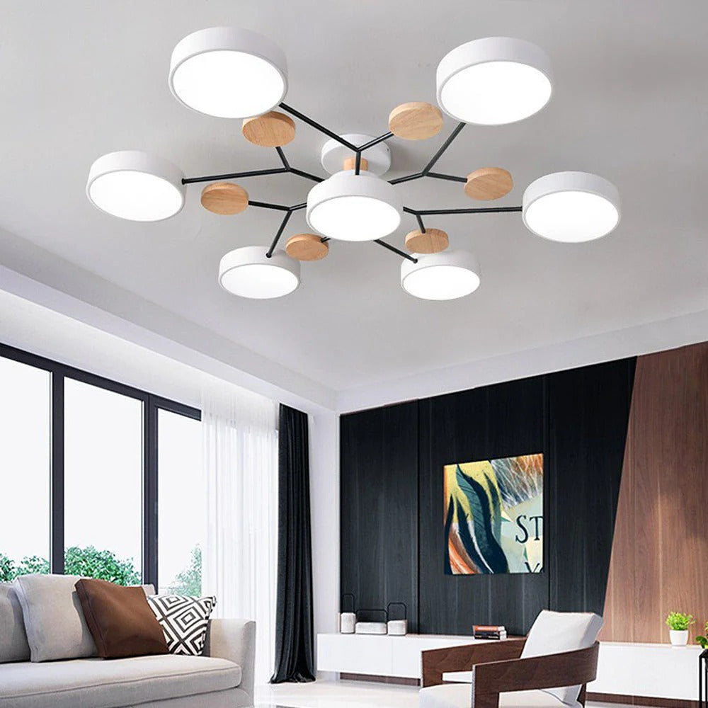 Lustre LED Semi-Flush Halo Moderne pour Espaces Élégants