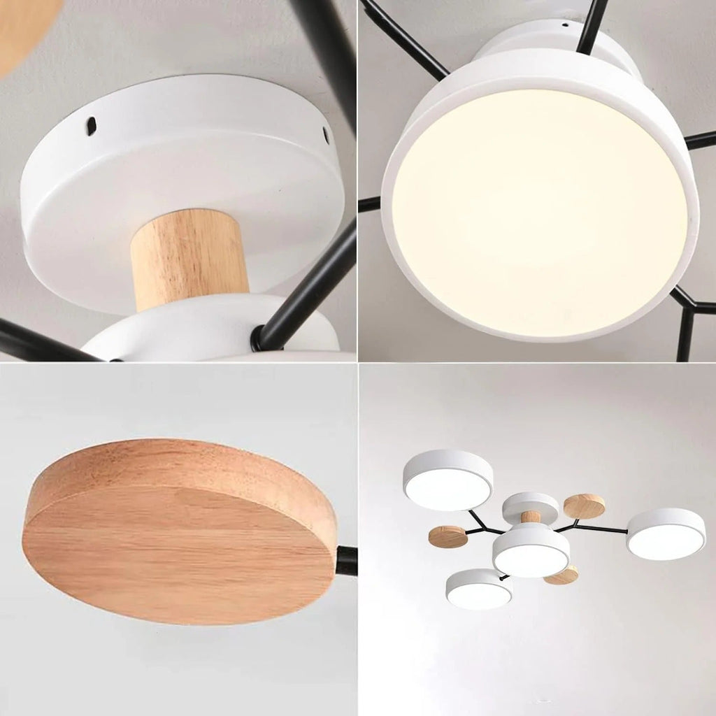 Lustre LED Semi-Flush Halo Moderne pour Espaces Élégants