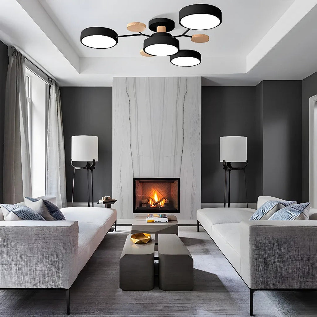 Lustre LED Semi-Flush Halo Moderne pour Espaces Élégants