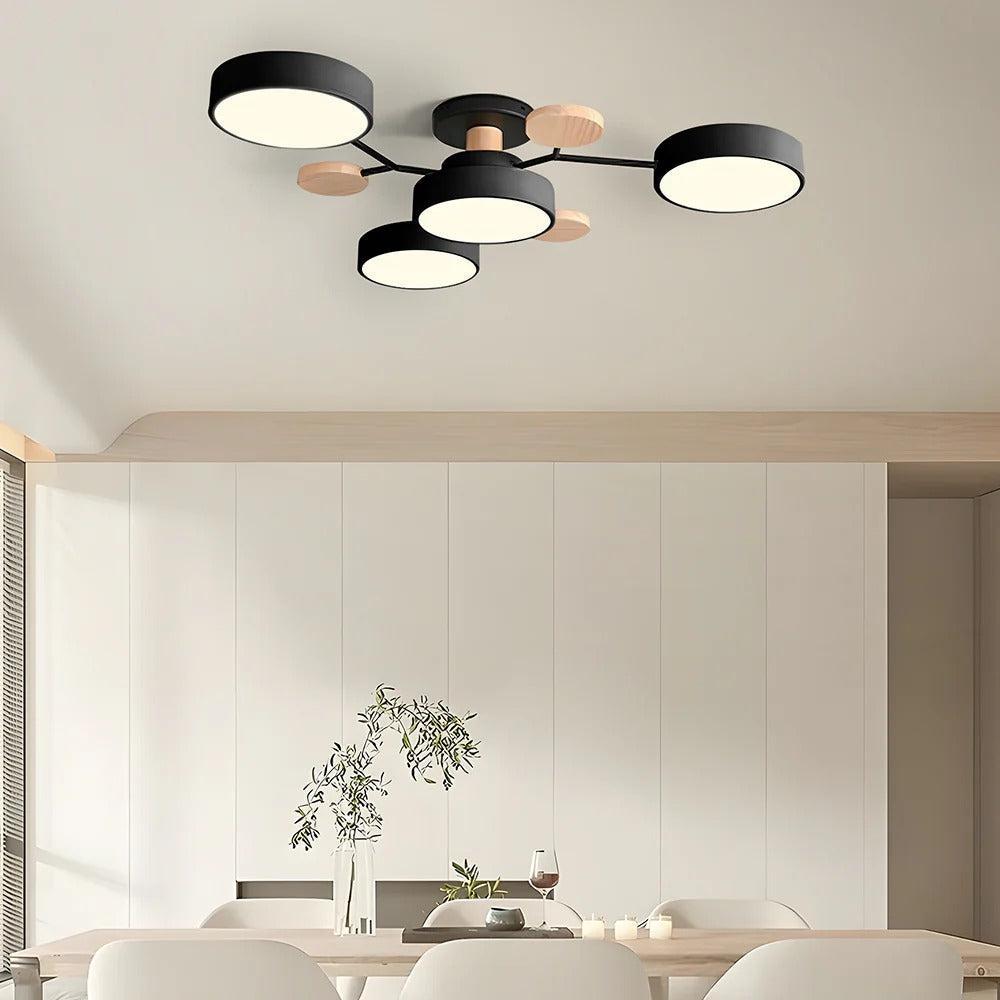 Lustre LED Semi-Flush Halo Moderne pour Espaces Élégants