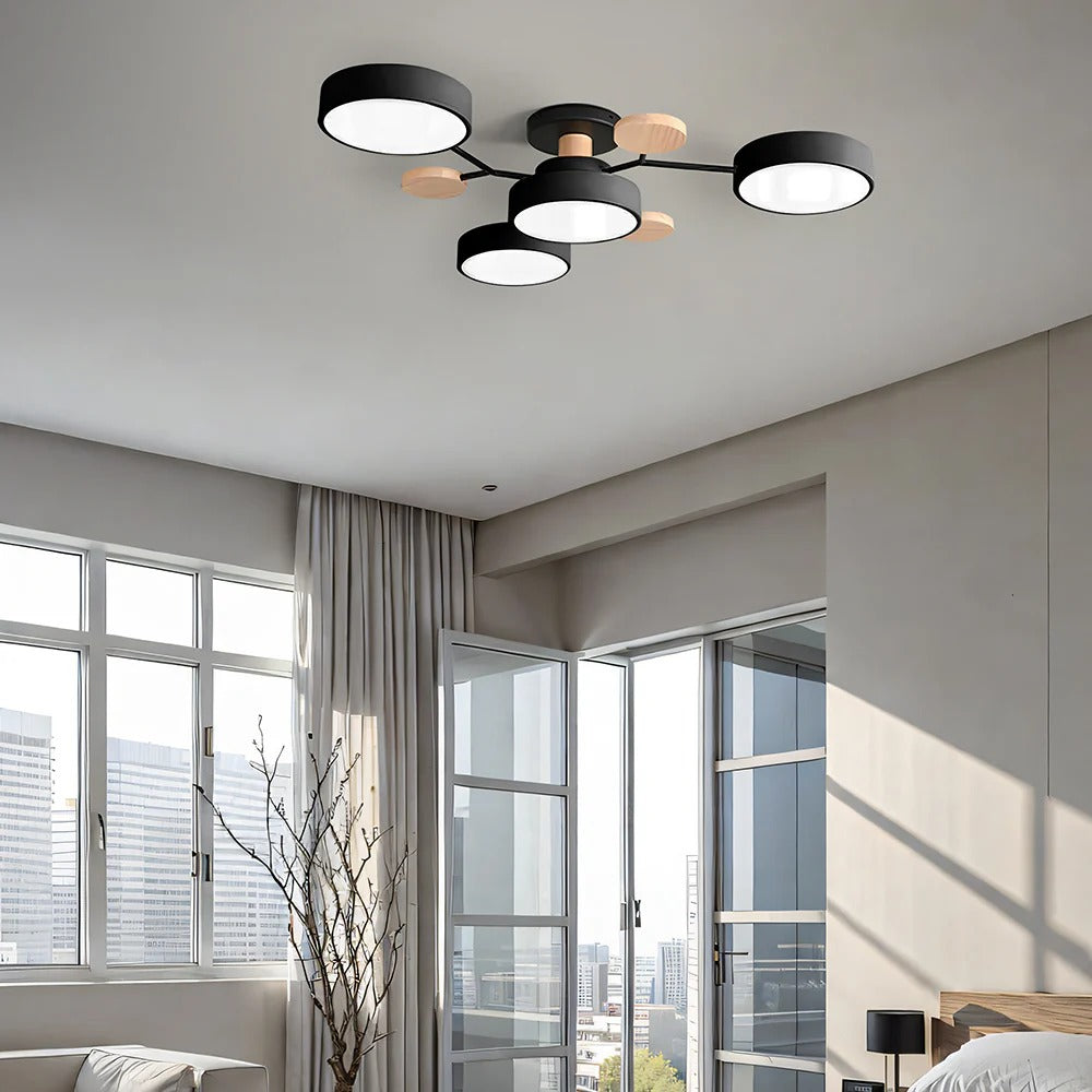 Lustre LED Semi-Flush Halo Moderne pour Espaces Élégants