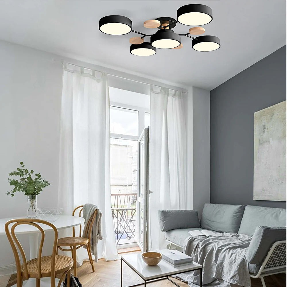 Lustre LED Semi-Flush Halo Moderne pour Espaces Élégants