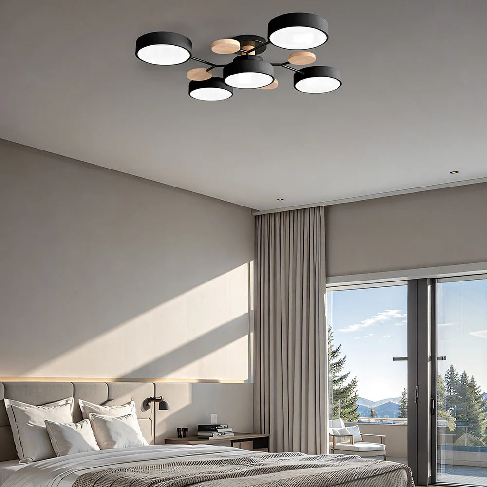 Lustre LED Semi-Flush Halo Moderne pour Espaces Élégants