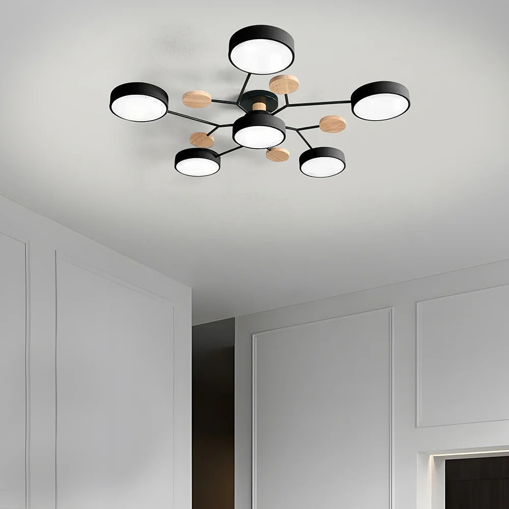 Lustre LED Semi-Flush Halo Moderne pour Espaces Élégants