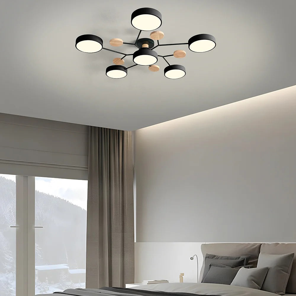Lustre LED Semi-Flush Halo Moderne pour Espaces Élégants