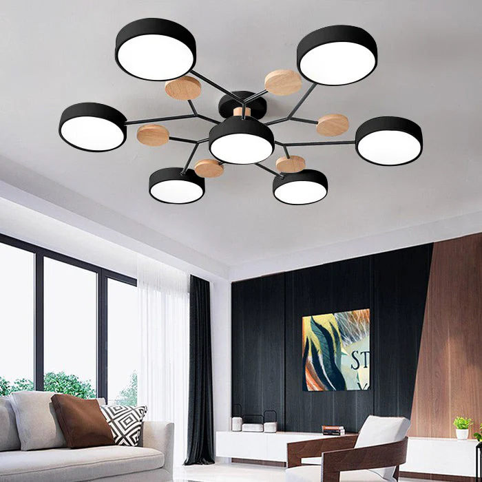 Lustre LED Semi-Flush Halo Moderne pour Espaces Élégants