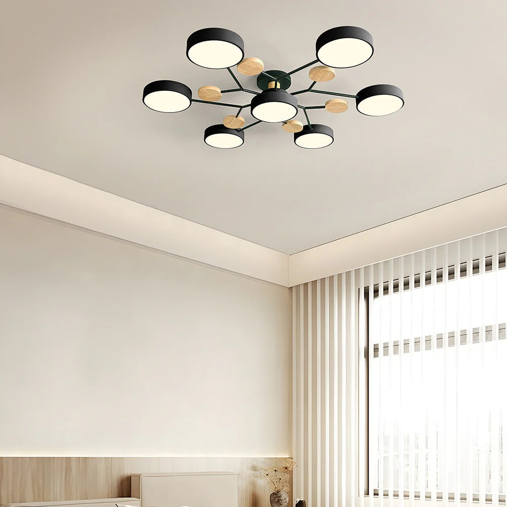 Lustre LED Semi-Flush Halo Moderne pour Espaces Élégants