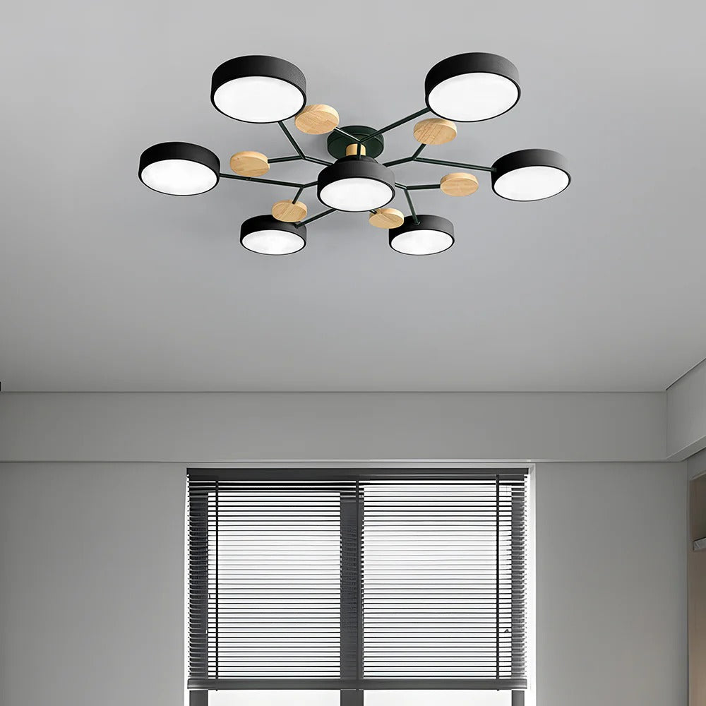 Lustre LED Semi-Flush Halo Moderne pour Espaces Élégants