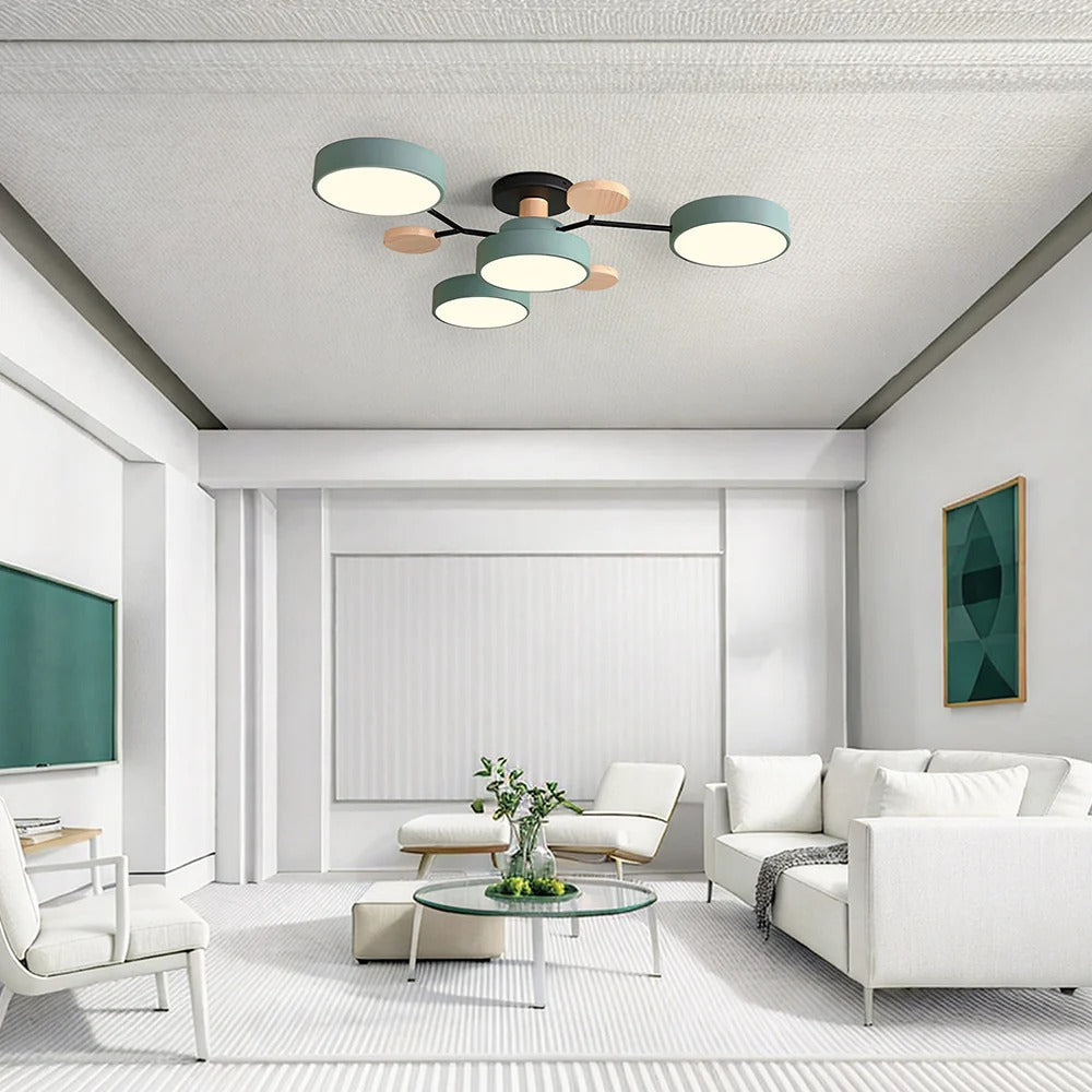 Lustre LED Semi-Flush Halo Moderne pour Espaces Élégants