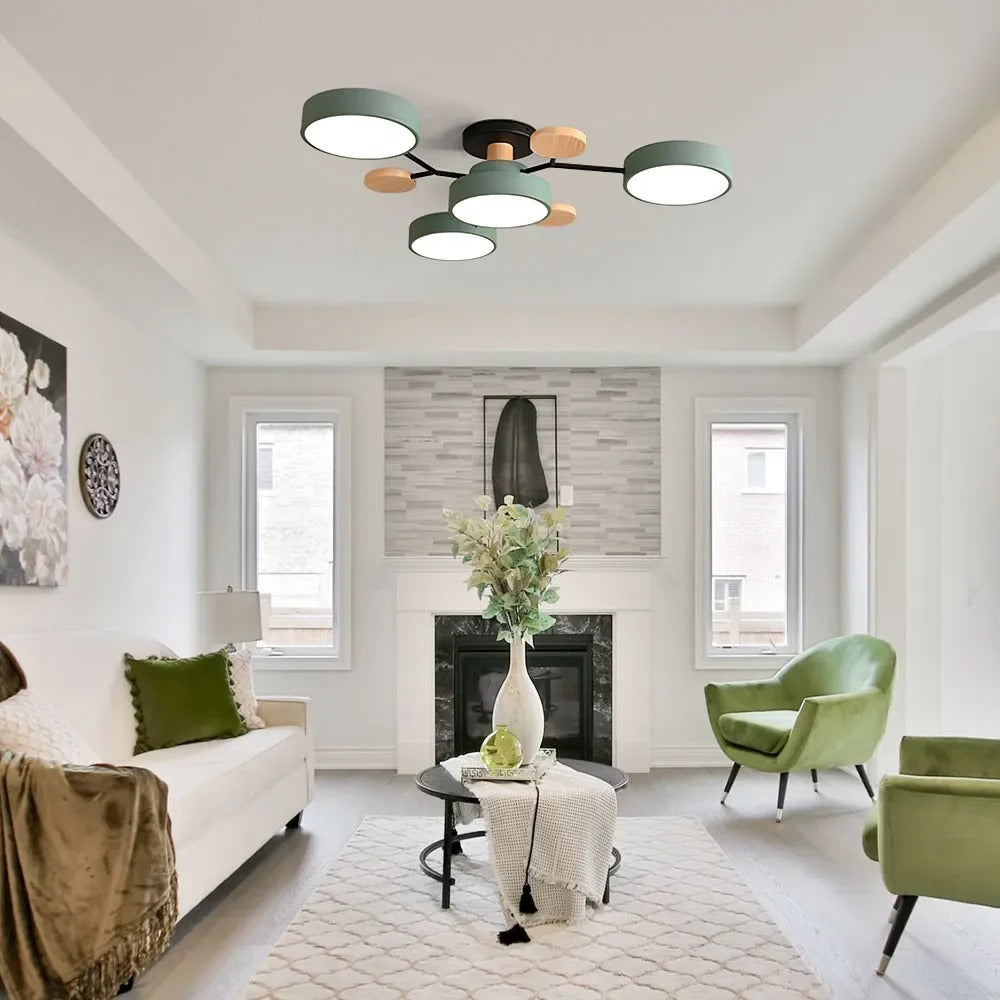 Lustre LED Semi-Flush Halo Moderne pour Espaces Élégants