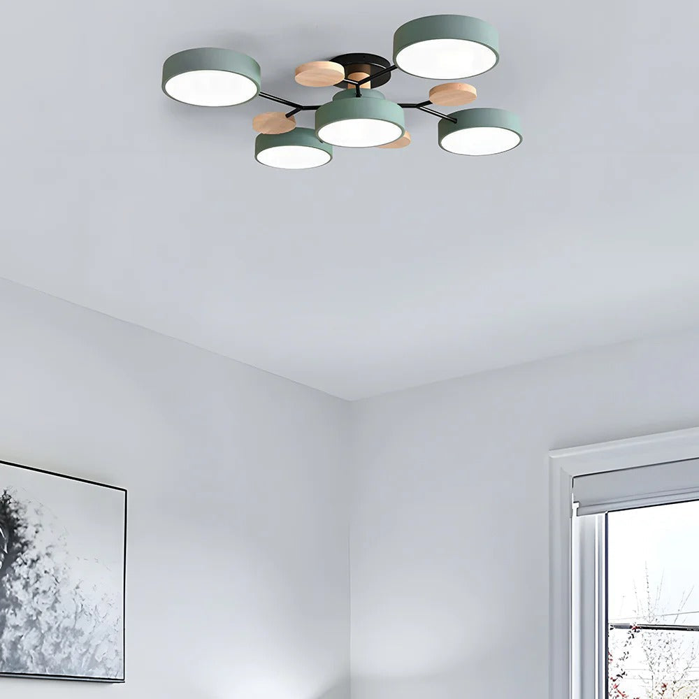 Lustre LED Semi-Flush Halo Moderne pour Espaces Élégants