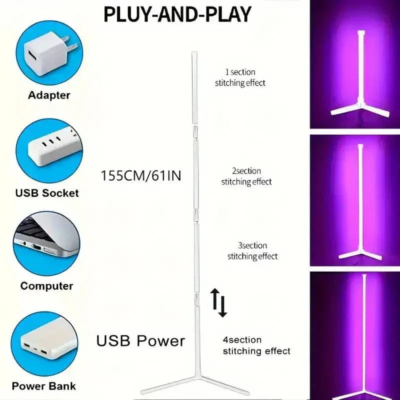 Lampe d'angle RGB élégante avec télécommande - Éclairage moderne