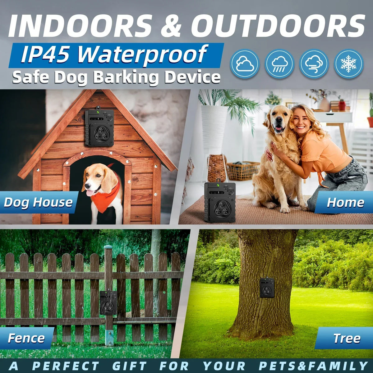 Dissuasion Ultrasonique pour Aboiements de Chien pour Intérieur & Extérieur