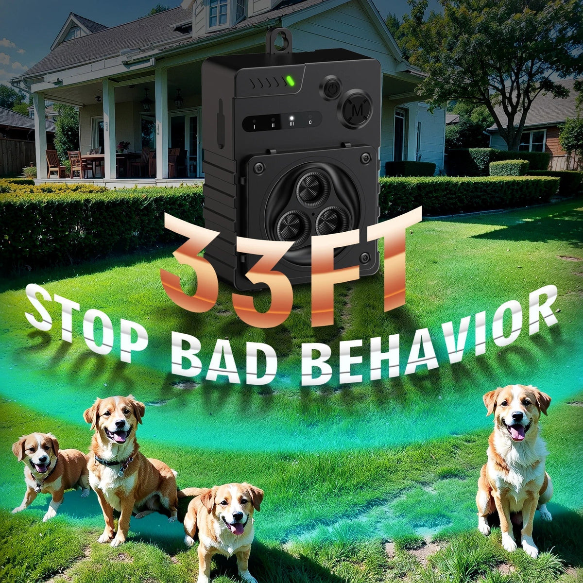 Dissuasion Ultrasonique pour Aboiements de Chien pour Intérieur & Extérieur