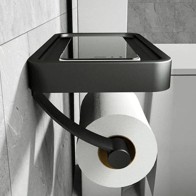 Support de papier toilette en acier inoxydable avec étagère