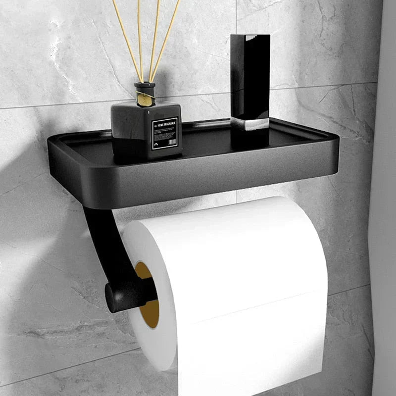 Support de papier toilette en acier inoxydable avec étagère