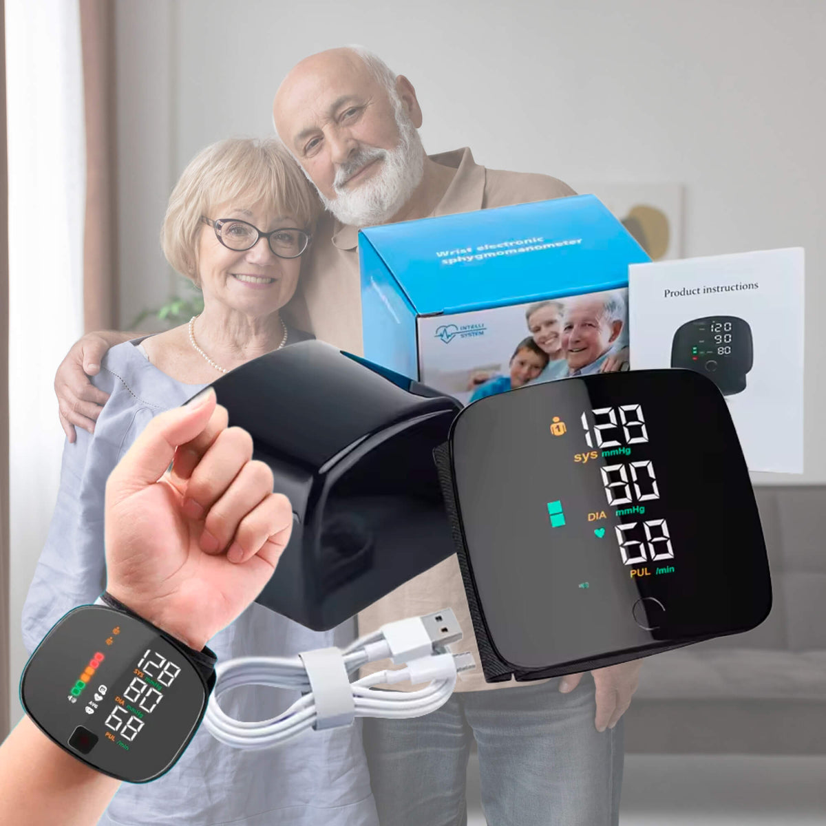 Moniteur de Tension Artérielle Intelligent au Poignet avec Alertes Vocales