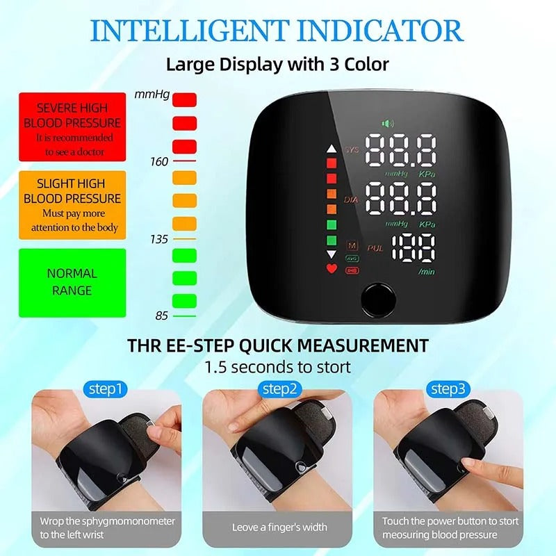 Moniteur de Tension Artérielle Intelligent au Poignet avec Alertes Vocales