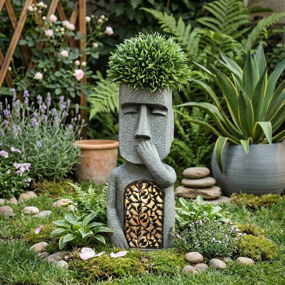 Statue de Jardin Solaire avec Pot