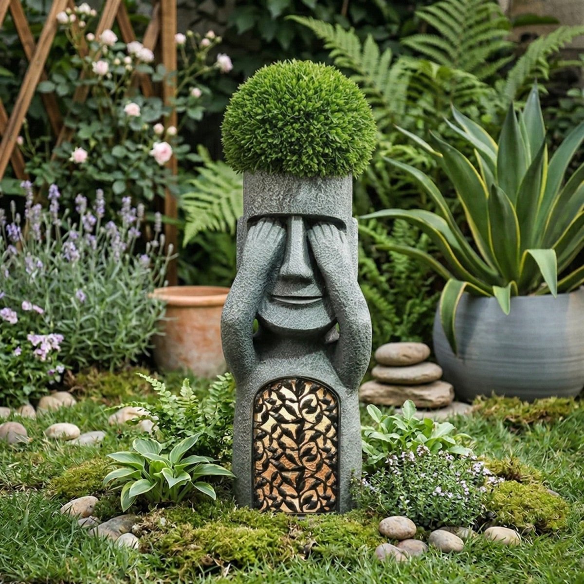 Statue de Jardin Solaire avec Pot