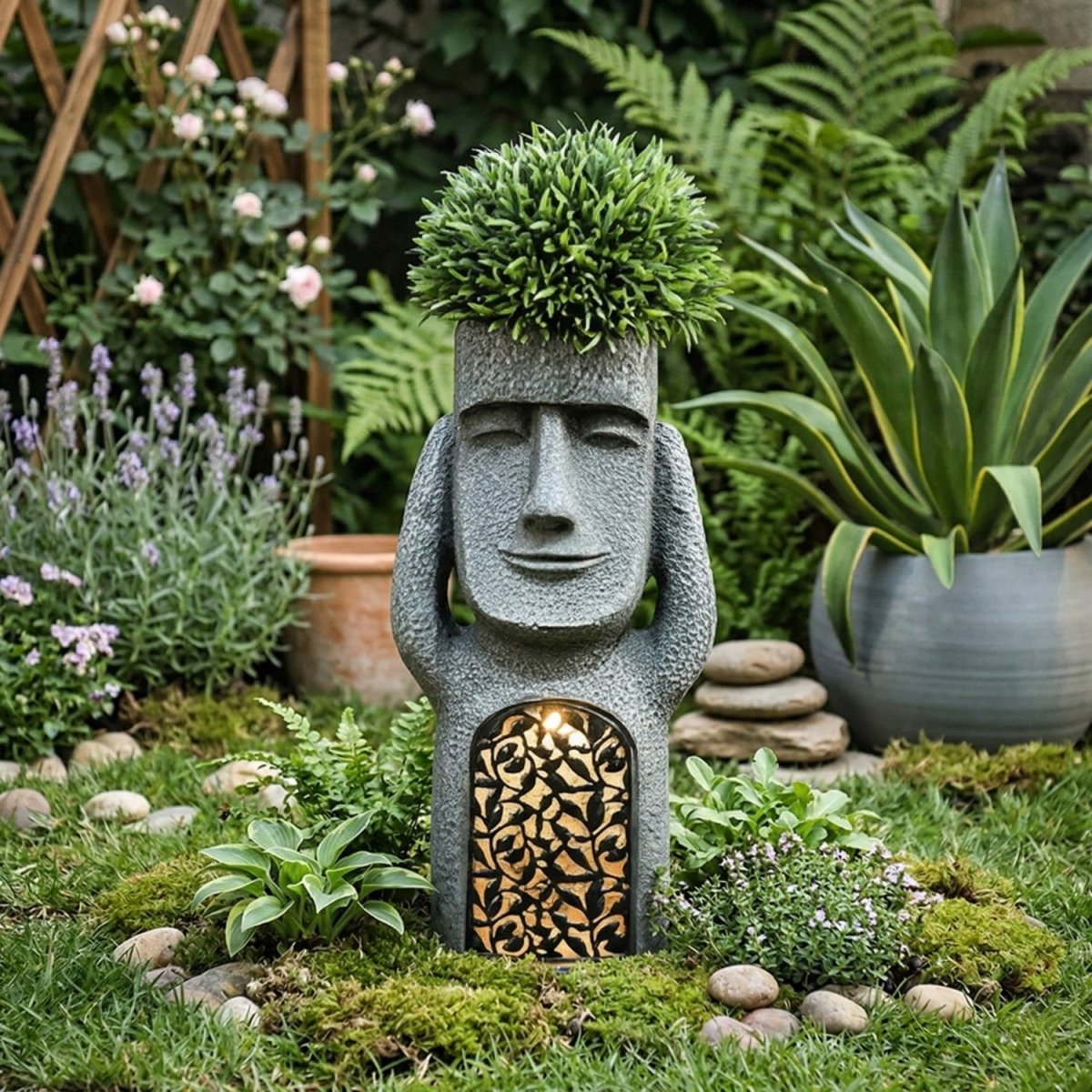 Statue de Jardin Solaire avec Pot