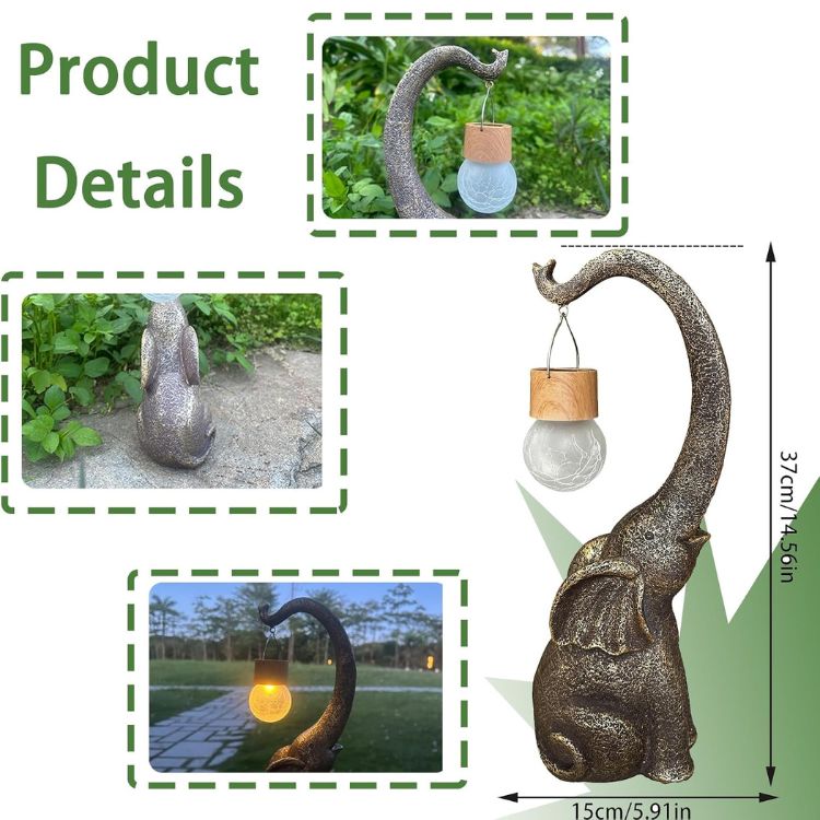 Lampe Éléphant en Cuivre Solaire