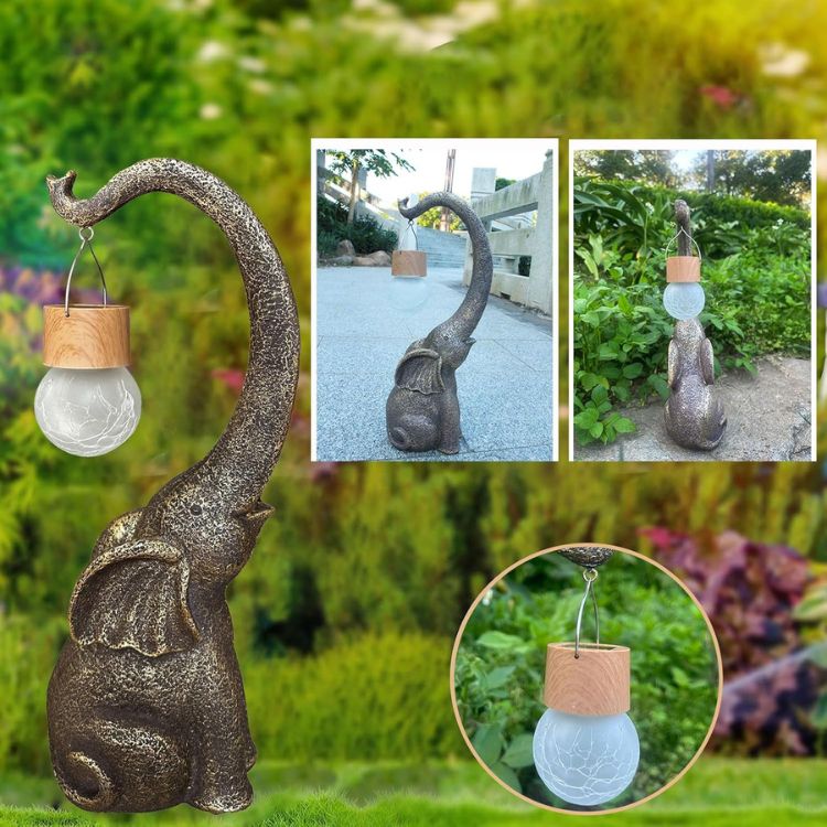 Lampe Éléphant en Cuivre Solaire