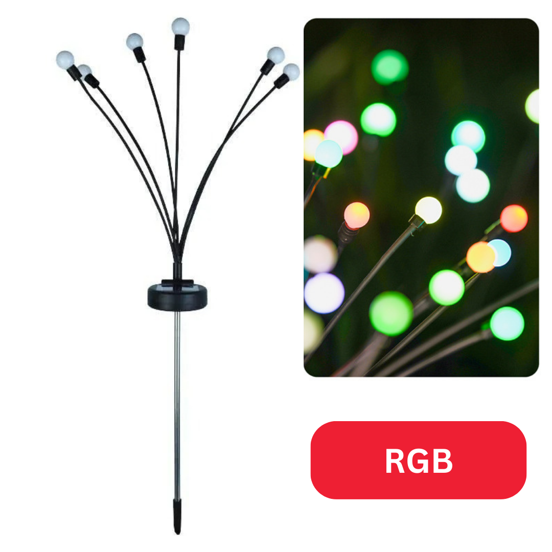 Lampes solaires pour le jardin avec tiges flexibles | Décor extérieur étanche, Blanc chaud ou RGB | Éclairage automatique de 6 à 8 heures | Ensemble de 6