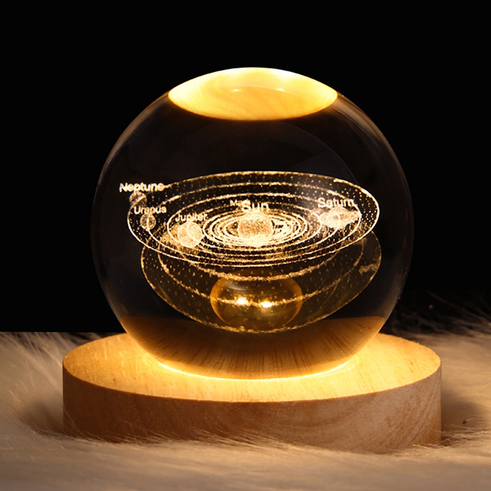 SolarSphere: Lampe d'Ambiance Planète en Cristaux Apaisants