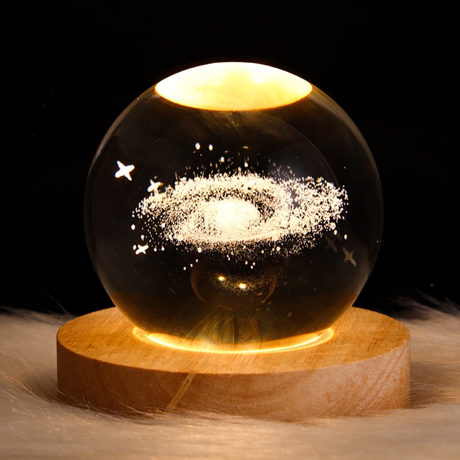 SolarSphere: Lampe d'Ambiance Planète en Cristaux Apaisants