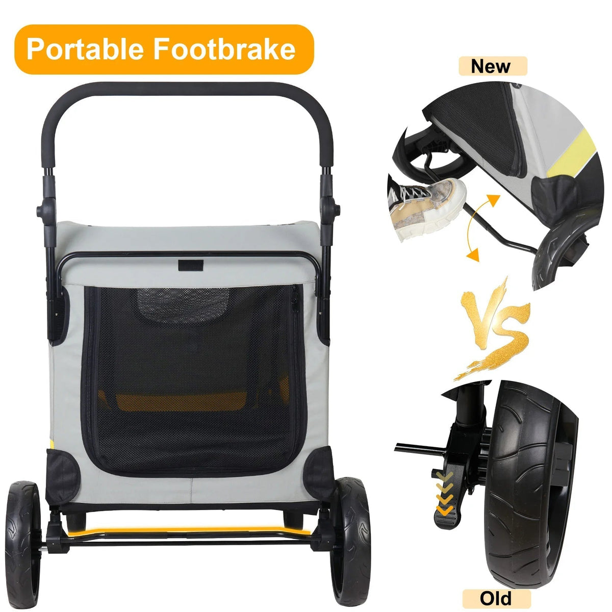 Poussette Spacieuse Pliable à 4 Roues pour Chiens de Grandes Races