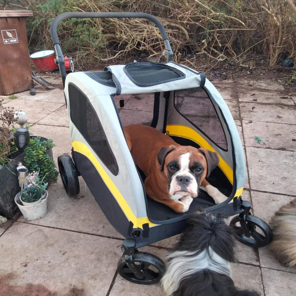 Poussette Spacieuse Pliable à 4 Roues pour Chiens de Grandes Races