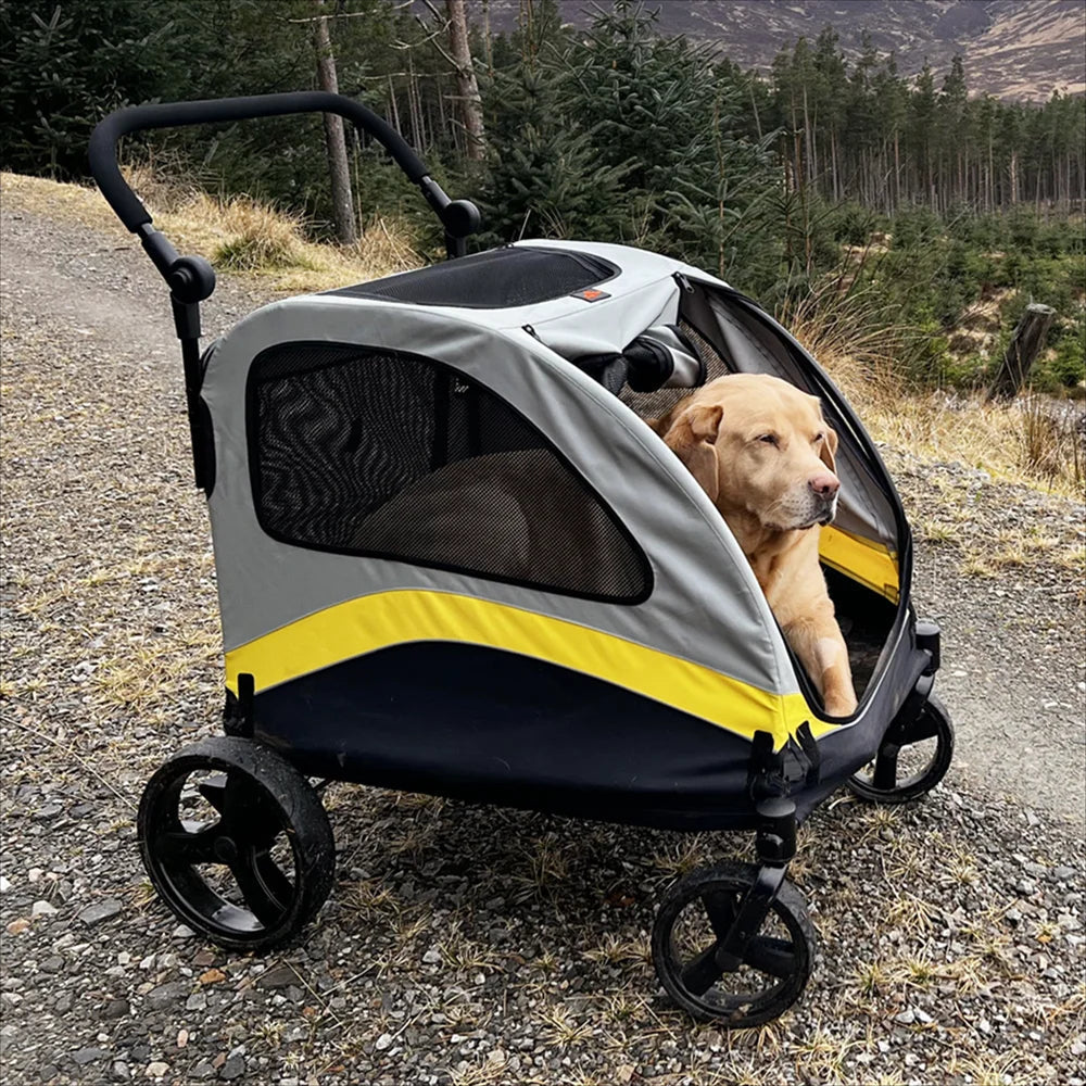 Poussette Spacieuse Pliable à 4 Roues pour Chiens de Grandes Races