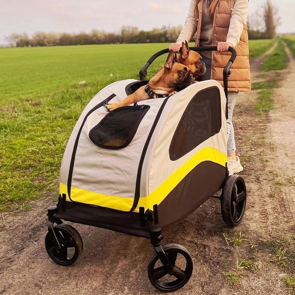 Poussette Spacieuse Pliable à 4 Roues pour Chiens de Grandes Races