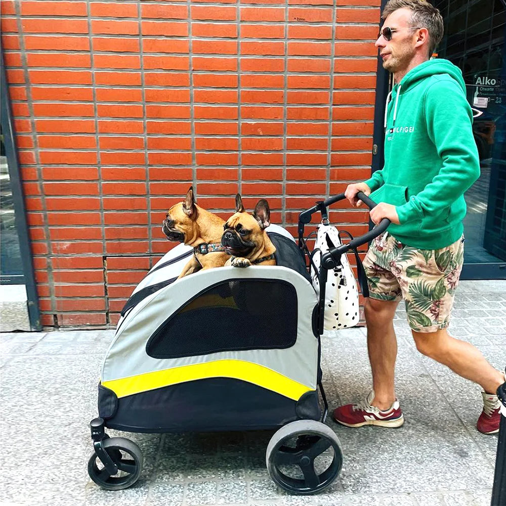 Poussette Spacieuse Pliable à 4 Roues pour Chiens de Grandes Races