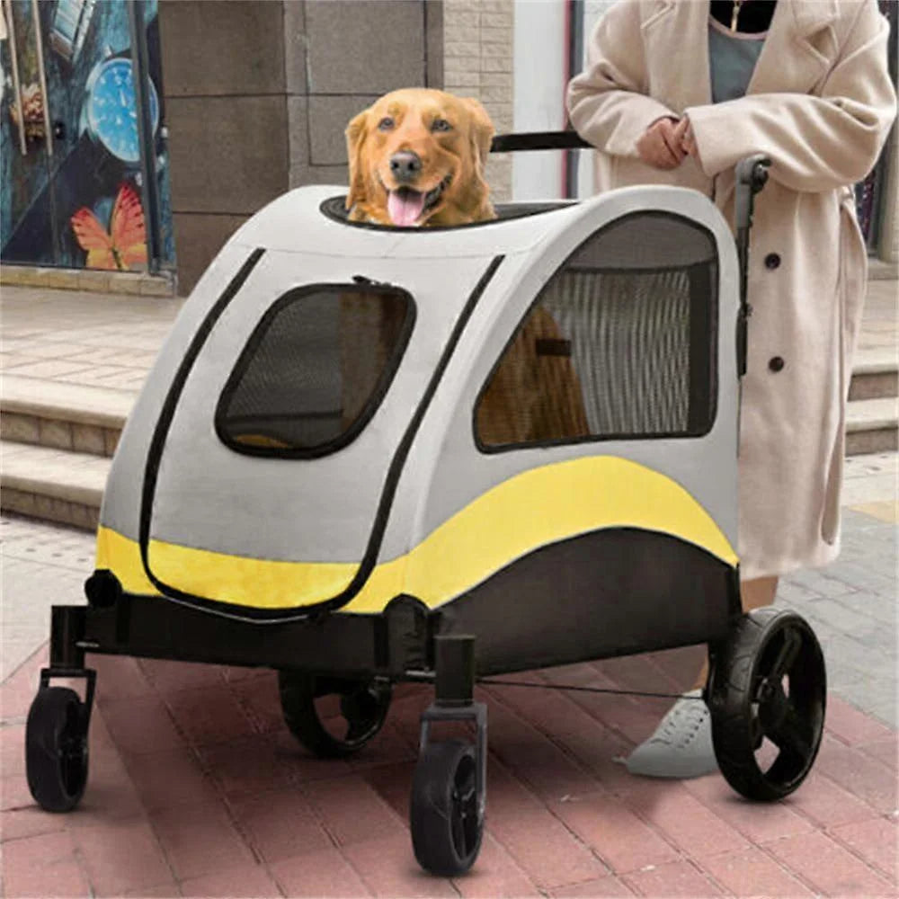 Poussette Spacieuse Pliable à 4 Roues pour Chiens de Grandes Races