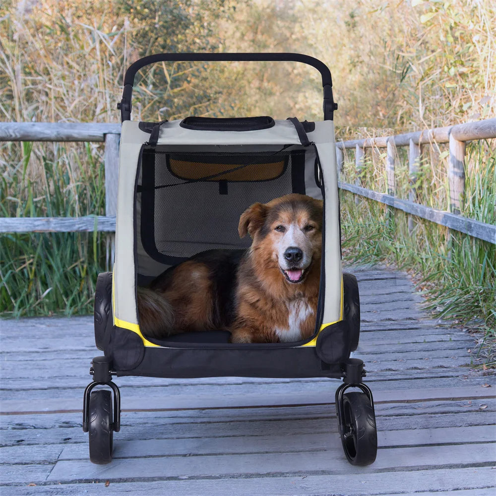 Poussette Spacieuse Pliable à 4 Roues pour Chiens de Grandes Races