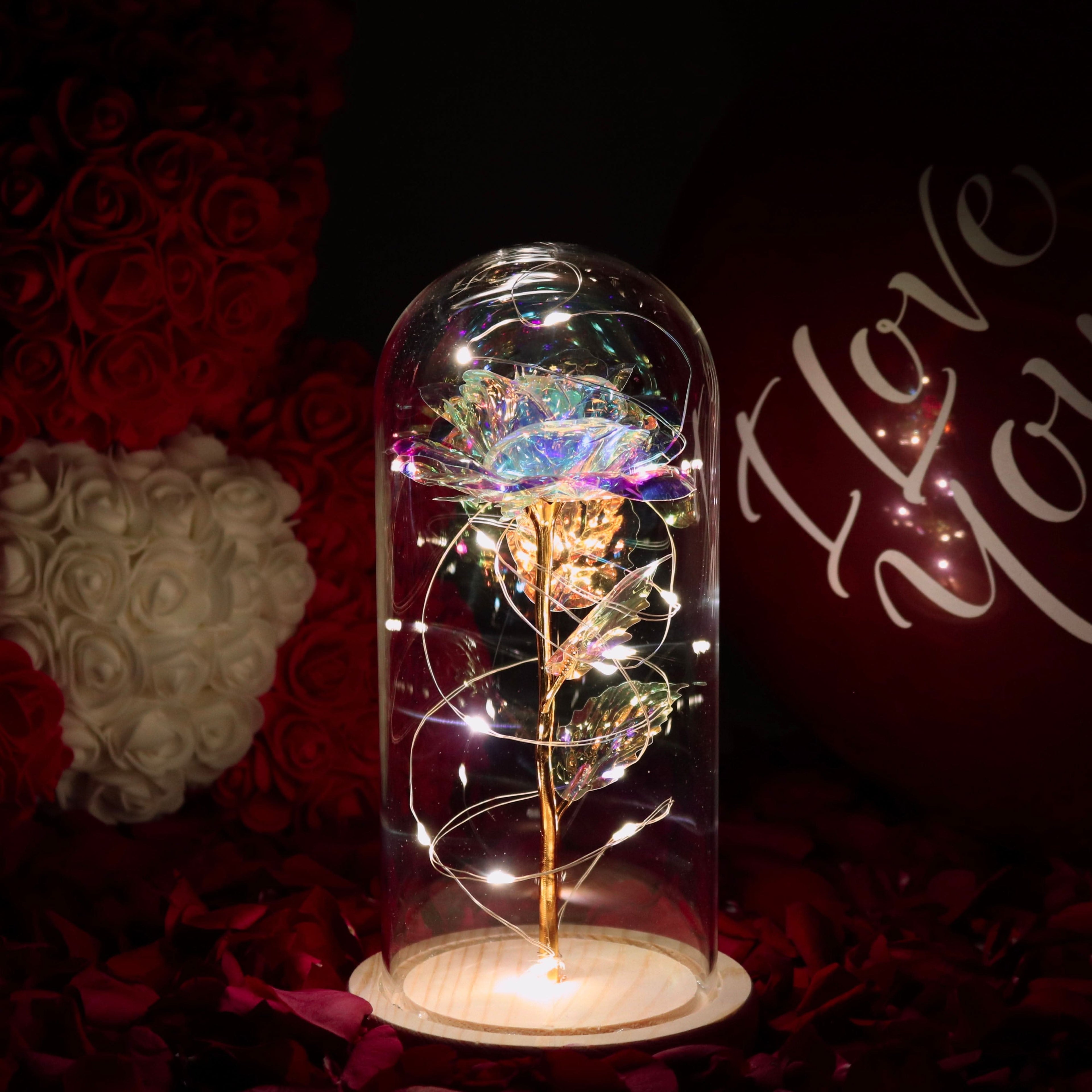 Rose sous cloche – Élégance intemporelle et radieuse