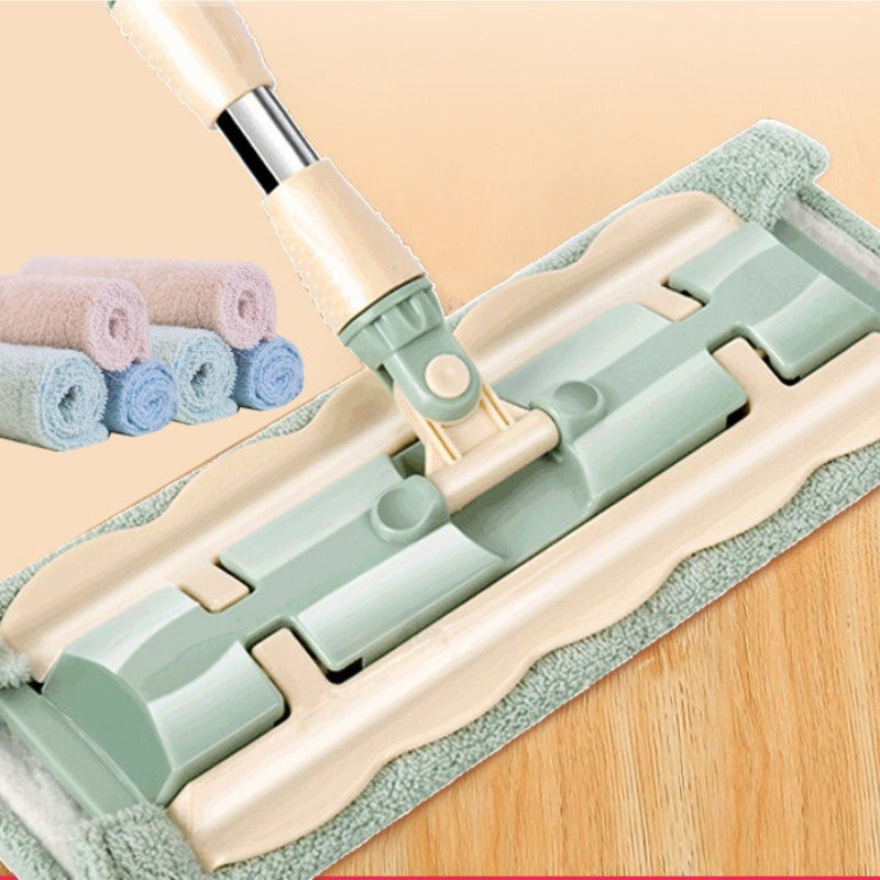 Mopmate™ | Balai plat avec manche en acier inoxydable, avec des lingettes réutilisables et lavables