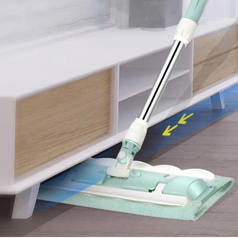 Mopmate™ | Balai plat avec manche en acier inoxydable, avec des lingettes réutilisables et lavables