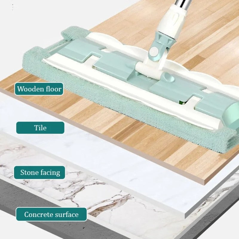 Mopmate™ | Balai plat avec manche en acier inoxydable, avec des lingettes réutilisables et lavables