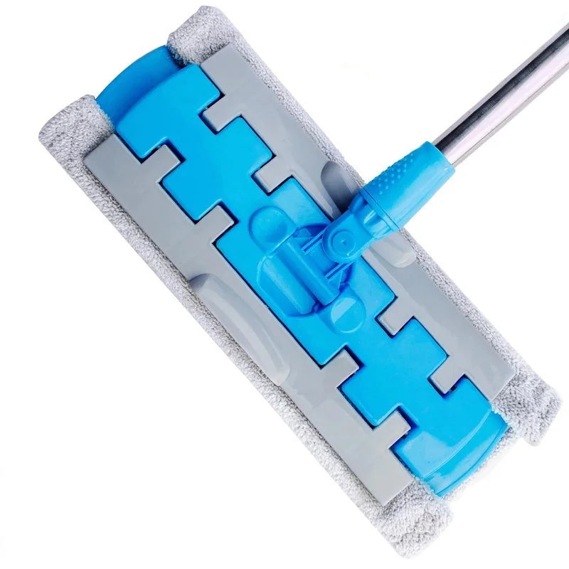 Mopmate™ | Balai plat avec manche en acier inoxydable, avec des lingettes réutilisables et lavables