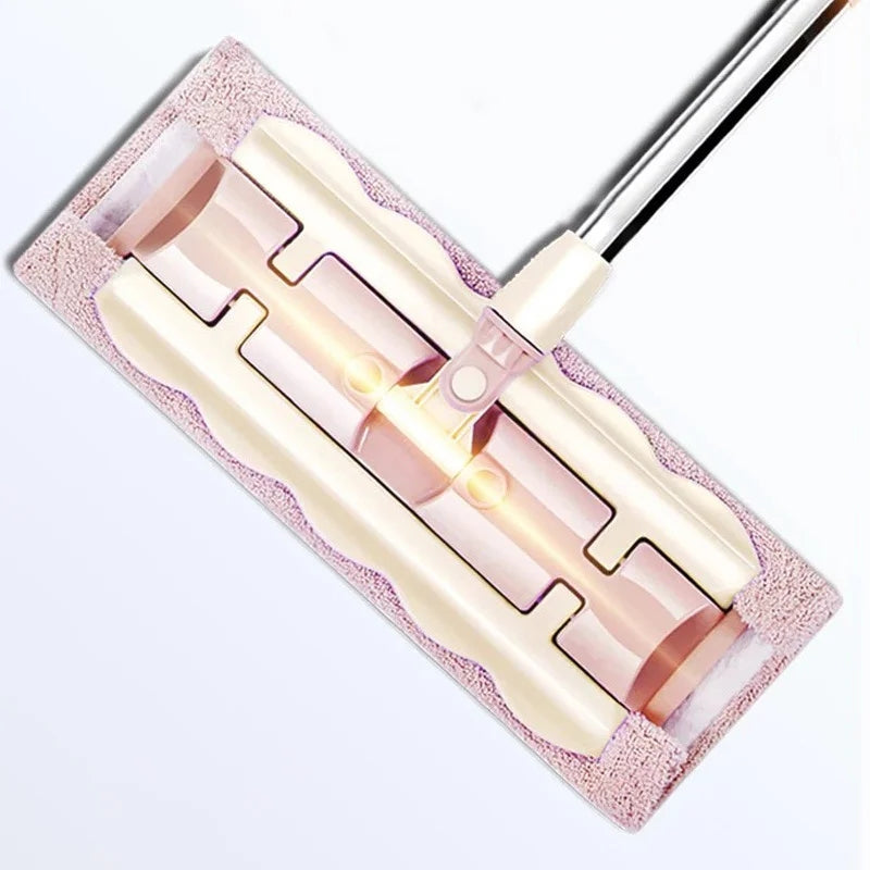 Mopmate™ | Balai plat avec manche en acier inoxydable, avec des lingettes réutilisables et lavables