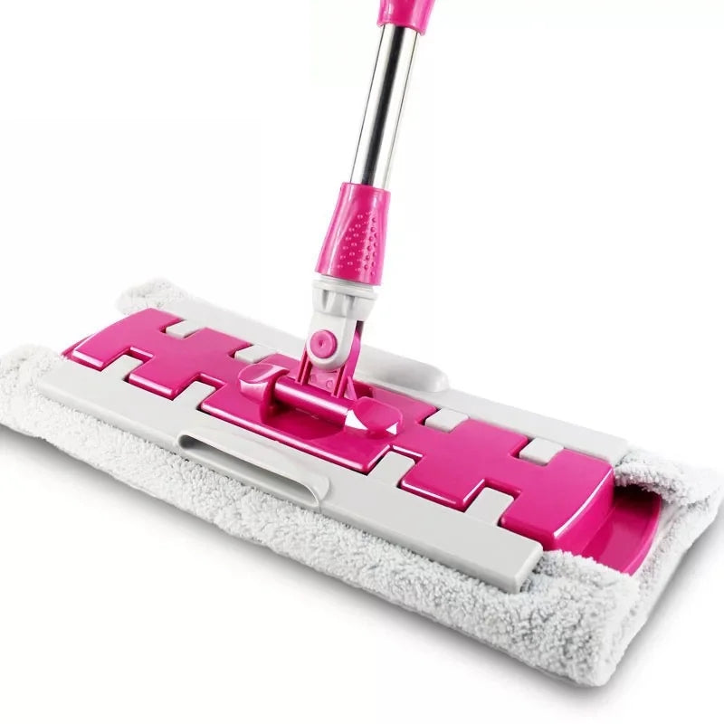 Mopmate™ | Balai plat avec manche en acier inoxydable, avec des lingettes réutilisables et lavables